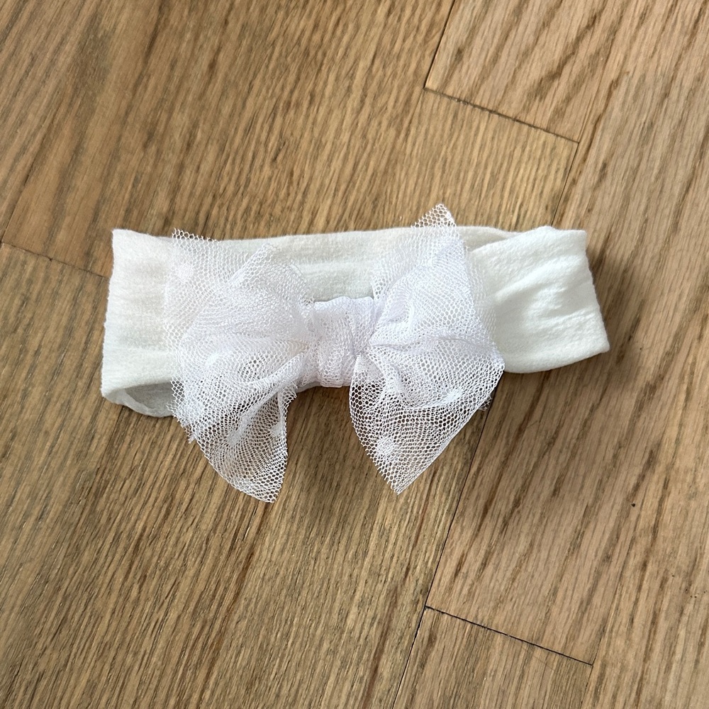 Charming White Lace Bow Headband for Kids